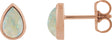 14K Gold Pear Lab-Grown White Opal Cabochon Earrings - Rose Gold