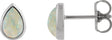 Platinum Pear Lab-Grown White Opal Cabochon Earrings