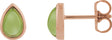 14K Gold Pear Natural Peridot Cabochon Earrings - Rose Gold