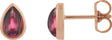 14K Gold Pear Natural Rhodolite Garnet Cabochon Earrings - Rose Gold