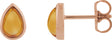 14K Gold Pear Natural Citrine Cabochon Earrings - Rose Gold