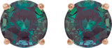 14K Gold Lab-Grown Alexandrite Round 4-Prong Lightweight Stud Earrings – 2.5-8mm Stones - Rose Gold - view 10