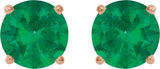 14K Gold Lab-Grown Emerald Round 4-Prong Lightweight Stud Earrings - Rose Gold - view 14