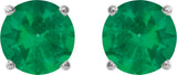 14K Gold Lab-Grown Emerald Round 4-Prong Lightweight Stud Earrings - White Gold - view 10