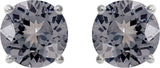 Platinum Natural Gray Spinel Round 4-Prong Lightweight Stud Earrings - view 26