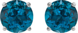 Platinum Natural London Blue Topaz Round 4-Prong Lightweight Stud Earrings - view 26