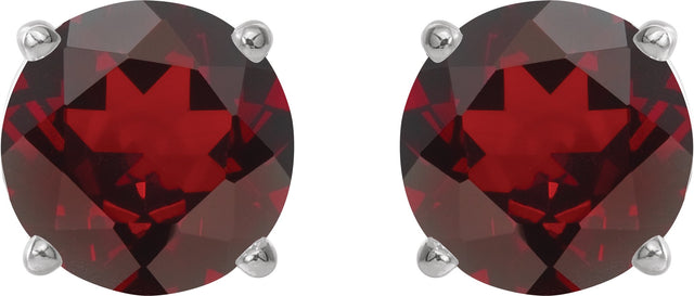 14K Gold Natural Mozambique Garnet Round 4-Prong Lightweight Stud Earrings – 2.5-8mm Stones - White Gold - view 10