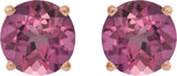 14K Gold Natural Pink Tourmaline Round 4-Prong Lightweight Stud Earrings - Rose Gold - view 14