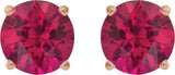 14K Gold Lab-Grown Ruby Round 4-Prong Lightweight Stud Earrings – 2.5-8mm Stones - Rose Gold - view 10