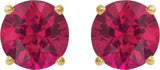 14K Gold Lab-Grown Ruby Round 4-Prong Lightweight Stud Earrings – 2.5-8mm Stones - Yellow Gold - view 10
