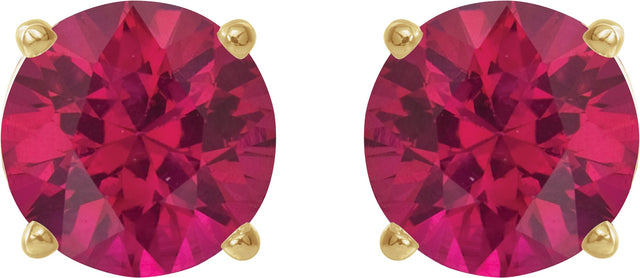 14K Gold Lab-Grown Ruby Round 4-Prong Lightweight Stud Earrings – 2.5-8mm Stones - Yellow Gold - view 10