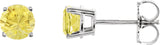 14K Gold Natural Yellow Sapphire Round 4-Prong Lightweight Stud Earrings - White Gold - view 9
