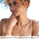 14K Gold Pear Lab-Grown White Opal Cabochon Earrings - Rose Gold - view 3