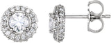 14K Gold Natural Diamond Round 4-Prong Halo-Style Earrings – 4.5-6.3mm Stones - view 5