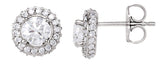 14K Gold Natural Diamond Round 4-Prong Halo-Style Earrings – 4.5-6.3mm Stones - view 5