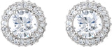 14K Gold Natural Diamond Round 4-Prong Halo-Style Earrings – 4.5-6.3mm Stones - view 6