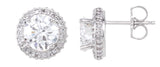 14K Gold Natural Diamond Round 4-Prong Halo-Style Earrings – 4.5-6.3mm Stones - view 5