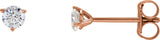 14K Gold Natural Diamond Round 3-Prong Cocktail-Style Stud Earrings – 3-6.3mm Stones - Rose Gold - view 3