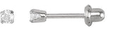 14K Gold Round White Cubic Zirconia Piercing Piercing Stud Earrings - White Gold