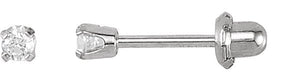 14K Gold Round White Cubic Zirconia Piercing Piercing Stud Earrings - White Gold