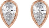 14K Gold Natural Diamond Pear Bezel-Set Stud Earrings – 3x2mm - Rose Gold - view 6