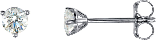 18K Gold Natural Diamond Round 3-Prong Cocktail-Style Stud Earrings - view 5