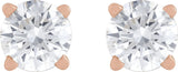 14K Gold Natural Diamond Round 4-Prong Lightweight Stud Earrings - Rose Gold - view 10