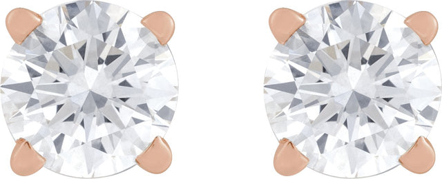 14K Gold Natural Diamond Round 4-Prong Lightweight Stud Earrings - Rose Gold - view 10