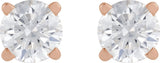 14K Gold Natural Diamond Round 4-Prong Lightweight Stud Earrings - Rose Gold - view 10