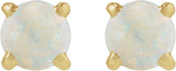 14K Gold Natural White Opal Round Rose-Cut 4-Prong Claw Stud Earrings - Yellow Gold - view 8