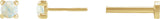 14K Gold Natural White Opal Round Rose-Cut 4-Prong Claw Stud Earrings - Yellow Gold - view 9