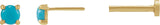 14K Gold Natural Turquoise Round Rose-Cut 4-Prong Claw Stud Earrings - Yellow Gold - view 9
