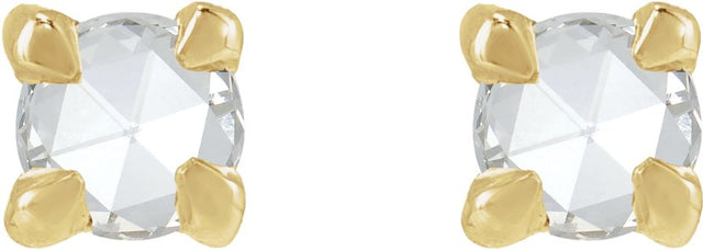 14K Gold Natural Diamond Round Rose-Cut 4-Prong Claw Stud Earrings - Yellow Gold - view 8
