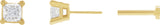 14K Gold Natural Diamond Square 4-Prong Lightweight Stud Earrings - Yellow Gold - view 4