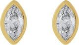 14K Gold Natural Diamond Marquise Bezel-Set Stud Earrings – 3.5x1.75mm - Yellow Gold - view 5