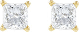 14K Gold Natural Diamond Square 4-Prong Lightweight Stud Earrings - Yellow Gold - view 5