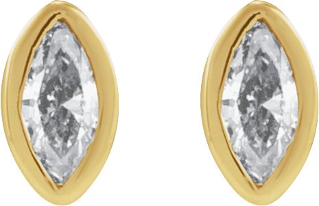 14K Gold Natural Diamond Marquise Bezel-Set Stud Earrings – 3.5x1.75mm - Yellow Gold - view 5