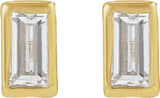 14K Gold Natural Diamond Straight Baguette Bezel-Set Stud Earrings – 2.5x1.5mm - Yellow Gold - view 8