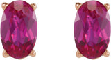 14K Gold Natural Ruby Oval 4-Prong Lightweight Stud Earrings - Rose Gold - view 8