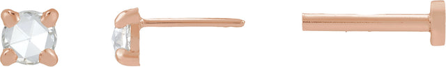 14K Gold Natural Diamond Round Rose-Cut 4-Prong Claw Stud Earrings - Rose Gold - view 9
