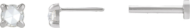 14K Gold Natural Diamond Round Rose-Cut 4-Prong Claw Stud Earrings - White Gold - view 9