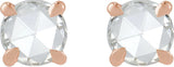 14K Gold Natural Diamond Round Rose-Cut 4-Prong Claw Stud Earrings - Rose Gold - view 8