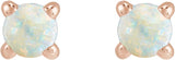 14K Gold Natural White Opal Round Rose-Cut 4-Prong Claw Stud Earrings - Rose Gold - view 8