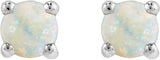 14K Gold Natural White Opal Round Rose-Cut 4-Prong Claw Stud Earrings - White Gold - view 8