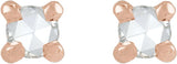 14K Gold Natural Diamond Round Rose-Cut 4-Prong Claw Stud Earrings - Rose Gold - view 8