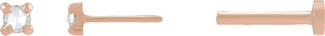 14K Gold Natural Diamond Round Rose-Cut 4-Prong Claw Stud Earrings - Rose Gold - view 9