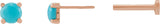 14K Gold Natural Turquoise Round Rose-Cut 4-Prong Claw Stud Earrings - Rose Gold - view 9