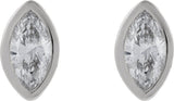 14K Gold Natural Diamond Marquise Bezel-Set Stud Earrings – 3.5x1.75mm - White Gold - view 5