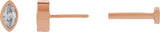 14K Gold Natural Diamond Marquise Bezel-Set Stud Earrings – 3.5x1.75mm - Rose Gold - view 6