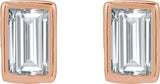 14K Gold Natural Diamond Straight Baguette Bezel-Set Stud Earrings – 2.5x1.5mm - Rose Gold - view 8